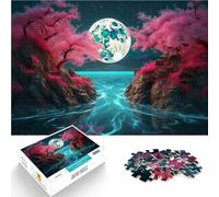 puzzle per adulti 1000 pezzi Chiaro di luna giapponese in Asia Fatto di legno Adatto a persone dai 14 anni in su Giochi educativi Regali di Babbo Natale segreto misurare：50x75cm