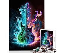 Puzzle per adulti 1000 pezzi Chitarra Fuoco Giocattolo educativo Regali di Babbo Natale segreto Giochi divertenti Migliorare l'amore tra coppie Dimensioni 38x26cm