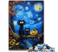 Puzzle per adulti 1000 pezzi Cielo notturno Gatto di Van Gogh Giocattoli educativi di apprendimento Giochi per famiglie Migliora l'amore tra coppie 50x75cm