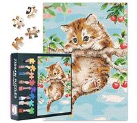Puzzle per adulti, 1000 pezzi, ciliegia e gatto, puzzle per animali domestici, gatto, opere d'arte sfidanti, puzzle per la casa, festa di compleanno, giocattolo da 70 x 50 cm