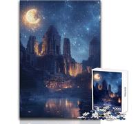 Puzzle per adulti 1000 pezzi Città in rovina sotto il cielo notturno Sfida difficile Gioco pratico per bambini dai 14 anni in su (dimensioni 38x52cm)