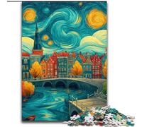 Puzzle per adulti 1000 pezzi Città sotto il cielo notturno, giocattoli, giochi educativi, antistress, interazione genitore-figlio dimensioni 50x75cm