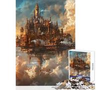 Puzzle per adulti 1000 pezzi Città Steampunk con nuvole Giocattoli antistress Ottimi regali e giocattoli Gioco pratico con pezzi completamente interconnessi di forma casuale Dimensioni 50x75cm
