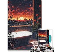 Puzzle per adulti, 1000 pezzi, città, vasca da bagno, bellissimo design, gioco, attività per la famiglia, regalo per compleanni, 38x26cm (1000 pezzi)