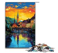 Puzzle per adulti 1000 pezzi Città vecchia di Zurigo Puzzle per adulti Giochi per famiglie in legno Regali di Natale e compleanno 75x50cm