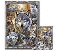 Puzzle per adulti 1000 pezzi collage di lupi in legno, sfida educativa, ideale come regalo per tutta la famiglia dai 14 anni in su, 50x75cm
