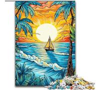 Puzzle per adulti 1000 pezzi colorati di arte della spiaggia in legno,giocattoli regalo educativi intellettuali decompressivi divertenti giochi per famiglie 50x75cm per giochi interattivi per famiglie