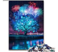 Puzzle per adulti 1000 pezzi colorati di fuochi d'artificio e alberi da sogno in cartone,design intricato per adolescenti,decorazioni fai da te e divertimento che stimola il cervello,1000 pezzi