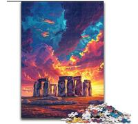 Puzzle per adulti 1000 pezzi colorati di Stonehenge in legno, per adolescenti dai 14 anni in su, decorazioni per la casa 50x75cm, decorazioni artistiche fai da te, regalo di compleanno perfetto