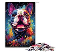 Puzzle per adulti 1000 pezzi colorati dipinti psichedelici di bulldog puzzle giochi giocattoli regalo adatti per la decorazione del desktop 1000 pezzi (75x50 cm)