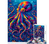 Puzzle per adulti 1000 pezzi colorati geometrici a forma di polpo nel mare blu giocattoli per la decorazione della casa regali di Babbo Natale segreto gioco rompicapo ogni pezzo è unico - 50x75cm