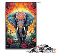 Puzzle per adulti 1000 pezzi colorati psichedelia di elefanti decorazione per la casa puzzle giocattoli affare come regalo per tutta la famiglia 75x50cm