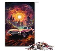 Puzzle per adulti 1000 pezzi colorati psichedelici al neon auto luna puzzle in legno per bambini gioco educativo 1000 pezzi (38x26 cm)