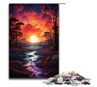 Puzzle per adulti 1000 pezzi colorati psichedelici al tramonto e al tramonto in legno per famiglie gioco educativo e sfida giocattolo (dimensioni 75x50 cm)