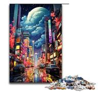 Puzzle per adulti 1000 pezzi colorati psichedelici di una famiglia di Tokyo al neon puzzle in legno gioco educativo sfida giocattolo (dimensioni 75x50 cm)