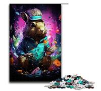 Puzzle per adulti 1000 pezzi colorati psichedelici scoiattolo poker puzzle giochi giocattoli regalo adatto per la decorazione del desktop 75x50 cm