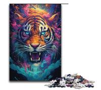 Puzzle per adulti 1000 pezzi colorati psichedelici tigre malvagia dal futuro puzzle giochi giocattoli regalo adatto per la decorazione del desktop 1000 pezzi (38x26 cm)