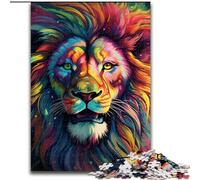 Puzzle per adulti 1000 pezzi colorati raffiguranti leoni in legno,perfetti per divertirsi in famiglia durante i compleanni,Natale 50x75cm,per decorazioni per la casa,allenamento mentale e regali