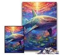 Puzzle per adulti 1000 pezzi colorati raffiguranti uno squalo balena. Puzzle da 1000 pezzi,rompicapo stimolante per adolescenti,perfetto come decorazione per la casa o come regalo.26x38cm.