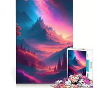 Puzzle per adulti, 1000 pezzi colorati RGB con montagna e collina, antistress, taglio di precisione, ideale come regalo per tutta la famiglia 50x75cm