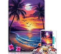 Puzzle per adulti 1000 pezzi coloratissimi al tramonto sulla spiaggia,puzzle da 1000 pezzi,giochi divertenti,ogni pezzo è unico - gioco divertente e stimolante per tutta la famiglia (38x26cm)