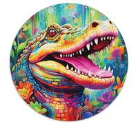 Puzzle per adulti, 1000 pezzi, coloratissimi coccodrilli del Nilo, puzzle rotondo in cartone, stimolante gioco decorativo fai da te, giocattolo interattivo per famiglie (67,5x67,5 cm)
