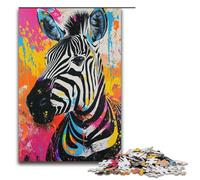 Puzzle per adulti 1000 pezzi colorato animale psichedelico zebra puzzle ogni pezzo è unico - gioco divertente per famiglie impegnativo 1000 pezzi (38x26 cm)
