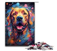 Puzzle per adulti 1000 pezzi colorato dipinto psichedelico della famiglia di mastini spagnoli puzzle in legno gioco educativo sfida giocattolo 1000 pezzi (75x50 cm)