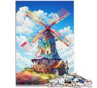 Puzzle per adulti 1000 pezzi colorato mulini a vento puzzle game è ideale come regalo per tutta la famiglia 50 x 74,9 cm per adolescenti dai 14 anni in su