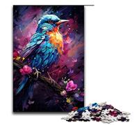 Puzzle per adulti 1000 pezzi colorato psichedelia di carino piccolo uccellino azzurro puzzle per gioco educativo sfida giocattolo unico arredamento per la casa e regali 75x50cm
