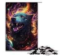 Puzzle per adulti 1000 pezzi colorato psichedelico cane malvagio dal futuro puzzle in legno gioco educativo sfida giocattolo 1000 pezzi (75x50 cm)