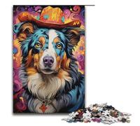 Puzzle per adulti 1000 pezzi colorato psichedelico pastore australiano puzzle in legno per bambini gioco educativo 1000 pezzi (38x26 cm)