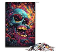 Puzzle per adulti 1000 pezzi colorato psichedelico teschio infernale puzzle impossibile gioco per famiglie antistress sfida difficile 1000 pezzi (38x26 cm)