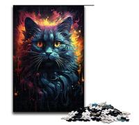 Puzzle per adulti 1000 pezzi colorato puzzle psichedelico gatto di fuoco ogni pezzo è unico - gioco divertente per famiglie 1000 pezzi (75x50 cm)