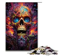 Puzzle per adulti 1000 pezzi colorato teschio psichedelico puzzle in legno giocattoli educativi di apprendimento giochi per famiglie 75x50 cm