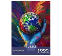 Puzzle Per Adulti 1000 Pezzi Colorful Earth Globe in Hand Puzzle Per Adolescenti Giochi Rilassanti Un'opera D'arte Regali Unici Per Compleanno E Natale 70x50cm/1000pcs
