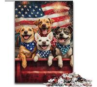 Puzzle per adulti 1000 pezzi con bandiera americana e cane, puzzle da 1000 pezzi per adulti, gioco interattivo per famiglie, sfida per la mente (dimensioni 50x75cm)