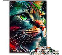 Puzzle per adulti 1000 pezzi con faccia di gatto dai colori vivaci, giocattoli, giochi educativi, decorazioni per la casa e regali unici antistress (dimensioni 26x38cm)