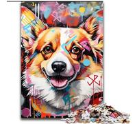 Puzzle per adulti 1000 pezzi con graffiti di Corgi, puzzle da 1000 pezzi, rompicapo stimolante per adolescenti, perfetto per decorare la casa o come regalo, 50x75cm.