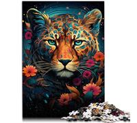 Puzzle per adulti 1000 pezzi con motivo leopardo fiorito 26 x 38 cm con pezzi di forme casuali completamente incastrabili per i 14 anni e più