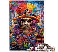 Puzzle per adulti, 1000 pezzi, con teschio e capitano pirata, 26 x 38 cm, decorazione per la casa unica e regali per adolescenti dai 14 anni in su
