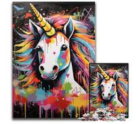 Puzzle per adulti 1000 pezzi con unicorno dipinto a graffiti, puzzle per adulti ad alta difficoltà, rompicapo per adolescenti, 50x75CM/19,68x29,52 pollici