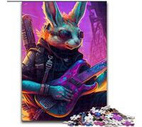 Puzzle per adulti 1000 pezzi Coniglio Chitarra Animale in legno, regalo divertente e attività per la casa 50x75cm Festa di compleanno per uomini e donne