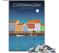 Puzzle per adulti 1000 pezzi Copenhagen Danimarca Arte, per 14+ Gioco impegnativo come regalo per tutta la famiglia e gli amici 26x38cm