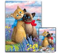 Puzzle per adulti 1000 pezzi Coppia di gatti Puzzle in cartone Decorazione colorata per la casa e gioco interattivo per famiglie, 26X38cm