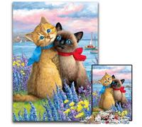 Puzzle per adulti 1000 pezzi Coppia di gatti Puzzle in legno Decorazione colorata per la casa e gioco interattivo per famiglie, 50X75cm