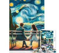 Puzzle per adulti 1000 pezzi Coppia su panchina sotto la notte stellata Giocattolo Decorazione da parete Ottimi regali e giocattoli Gioco impossibile Lista dei desideri con Babbo Natale 50x75cm