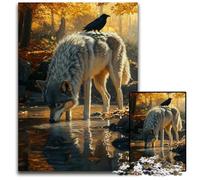 Puzzle per adulti 1000 pezzi Corvo e lupo Puzzle in cartone per giochi di attività impegnativi per famiglie Colorato fai da te 26X38CM