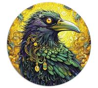 Puzzle per adulti, 1000 pezzi, corvo verde, puzzle rotondo di carta, gioco interattivo per famiglie, rompicapo, giocattolo educativo (67,5x67,5 cm)