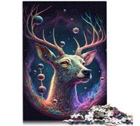 Puzzle per adulti 1000 pezzi Cosmic Trippy Deer Puzzle tagliato con precisione 26x38cm Sollievo dello Stress Staycation Uccidere il Tempo